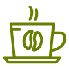 green coffee cup with steam and beans representing 4 coffee types
